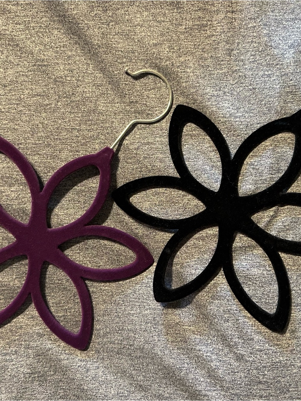 Velvet Flower Scarf & Belt Hangers - Black and Plum